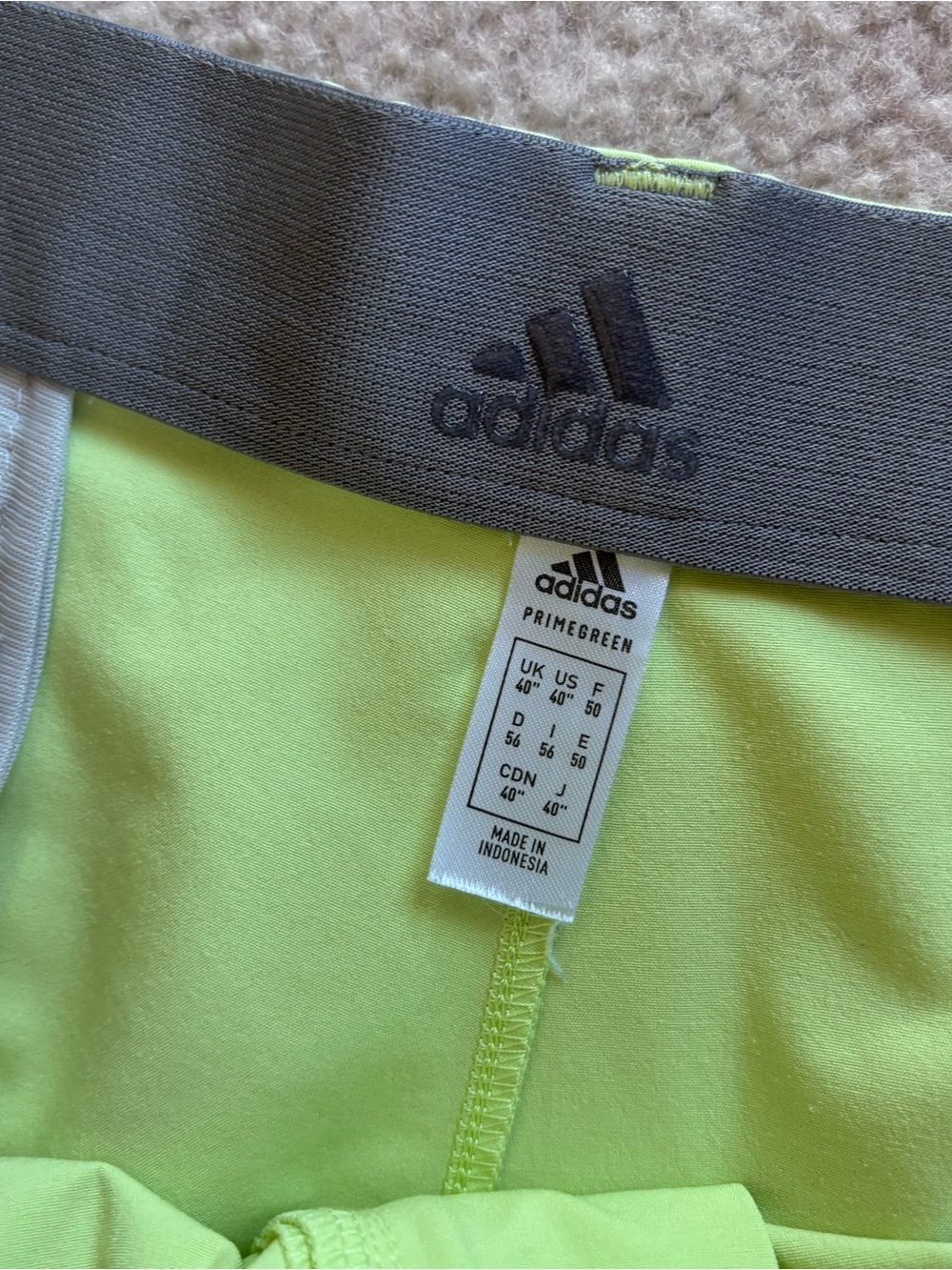 adidas Neon Lime Golf Athletic Shorts with Gray Waistband - Picture 4 of 8